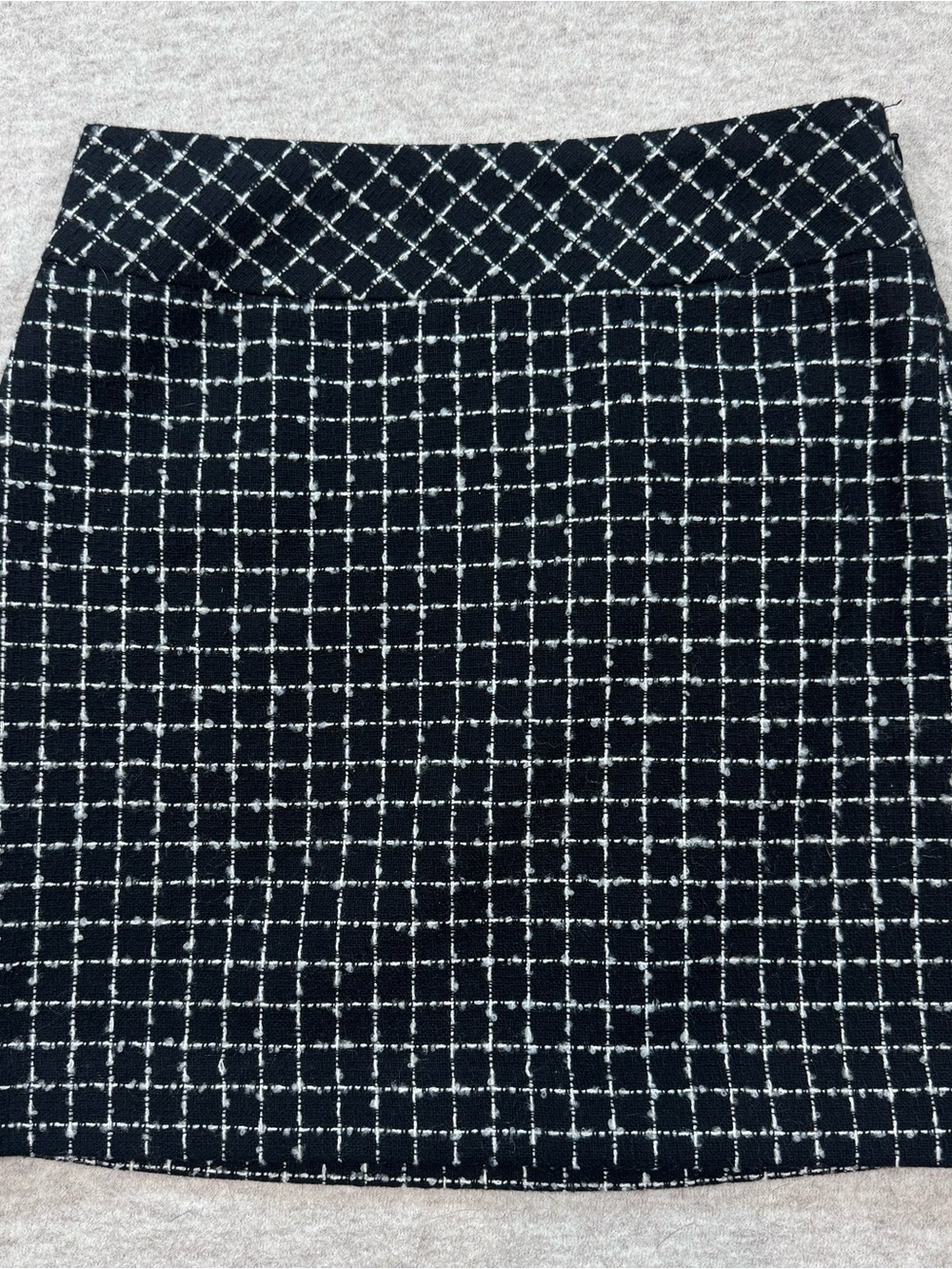 LOFT Black and White Grid Midi Skirt